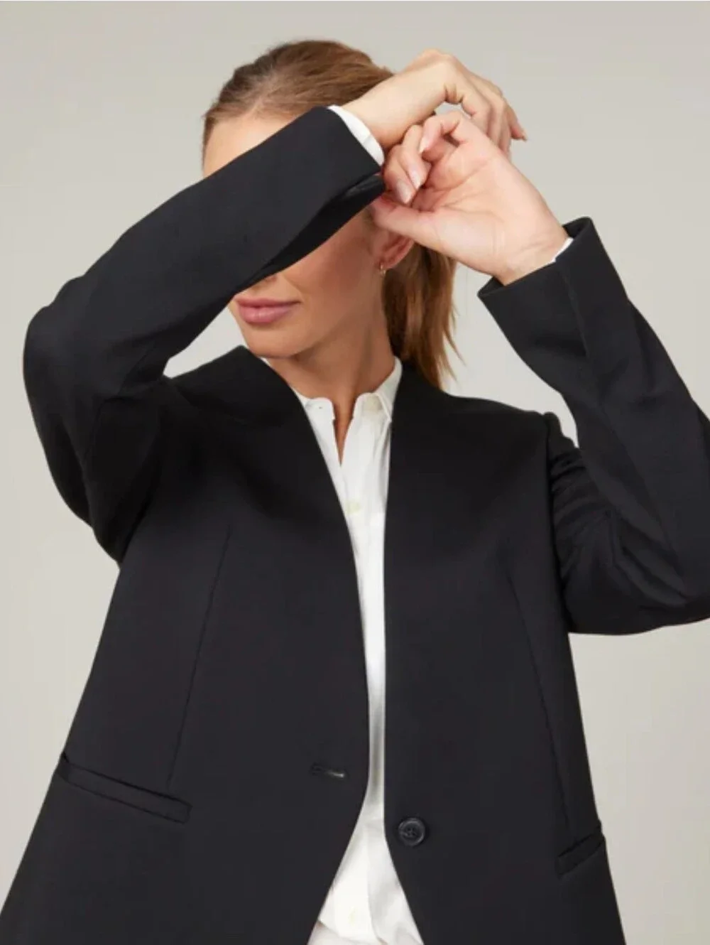 Spanx Perfect Collarless Blazer Black Size Large NWT - Picture 3 of 10